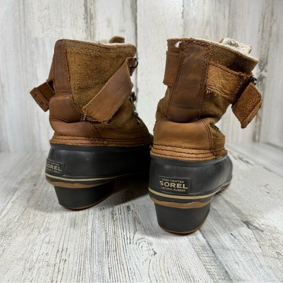 Sorel Women's Winter Fancy Lace Up II Mid Calf Brown Black Boots #1329 - Picture 4 of 10